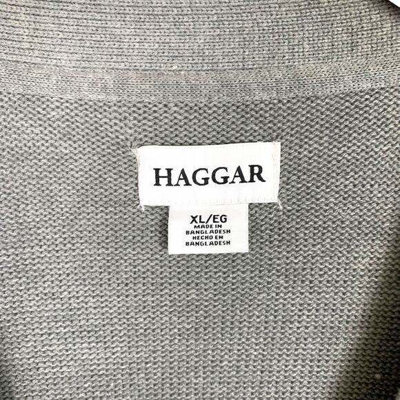 HAGGAR Men's XL Button Up Gray Cardigan Two Pockets Cotton Blend NWT - Picture 9 of 9